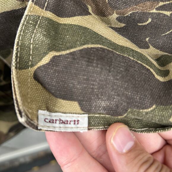 Vintage 1989 Quilt Lined Duck Camo Hunting Carhartt Jacket “Camo” CQ103 Men’s XL - Picture 3 of 11